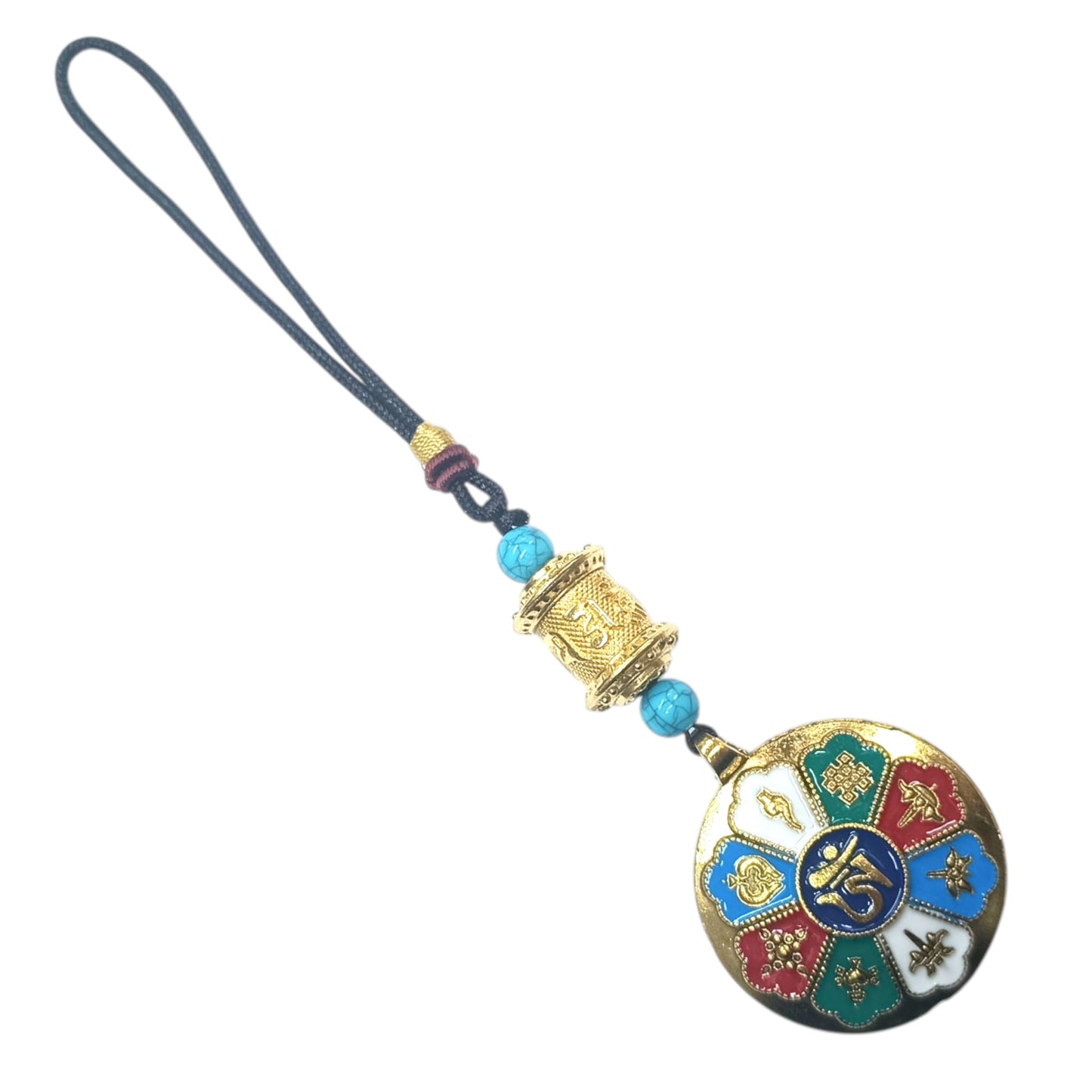 600102179-10 Llavero Om Con Simbolos Budistas 15 Cms - stonez