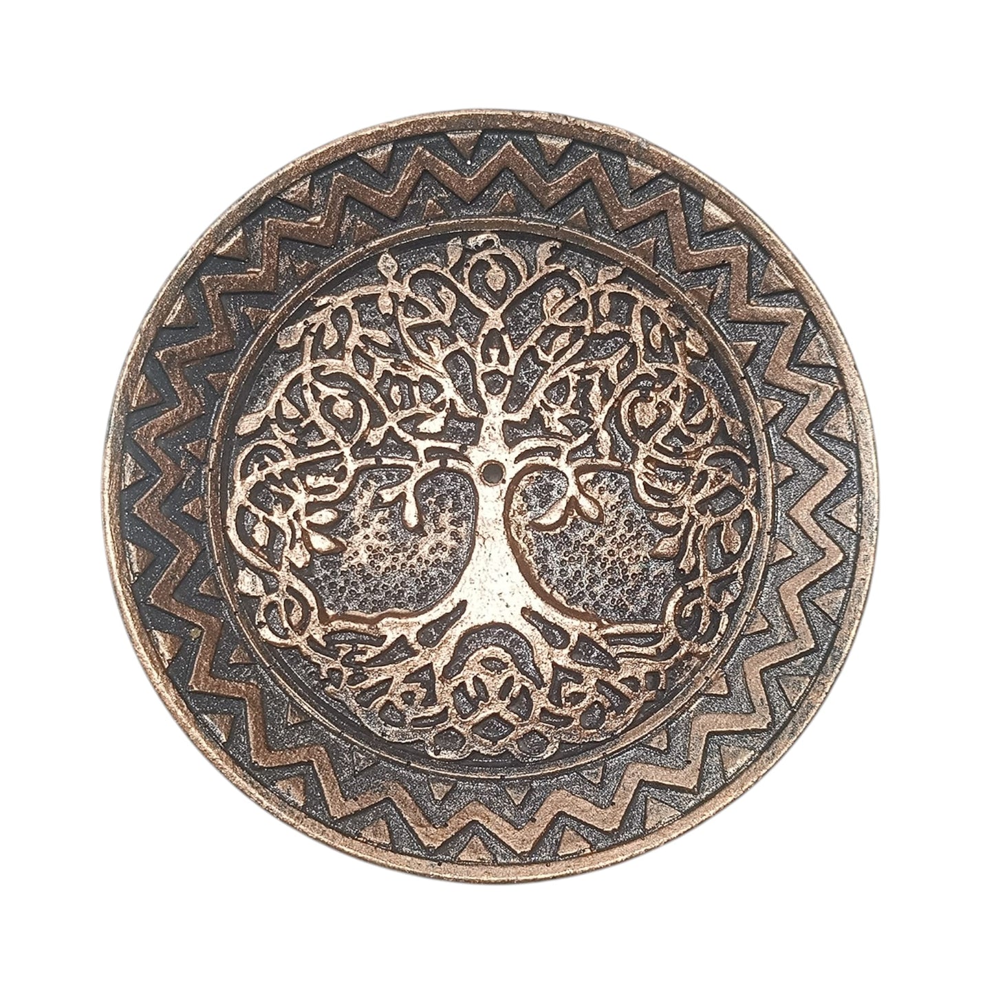 600102171-06 Porta Incienso Arból De La Vida En Resina 9,5 Cms Aprox En Color Bronce