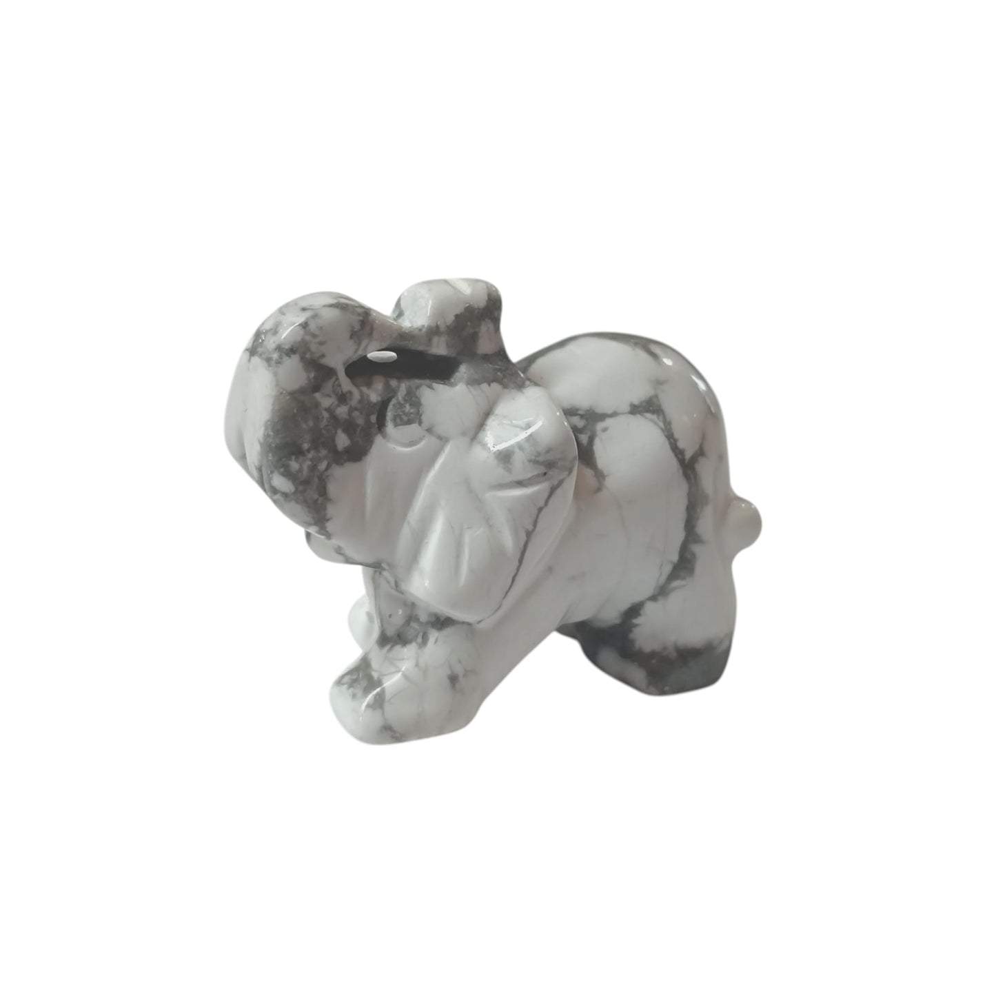 Elefante Tallado Piedra Natural Howlite 25mm Aprox (La Pieza Puede Ser Diferente A La Foto) Aprox Ref: 1114