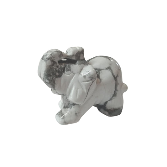 Elefante Tallado Piedra Natural Howlite 25mm Aprox  (La Pieza Puede Ser Diferente A La Foto) Aprox Ref: 1114