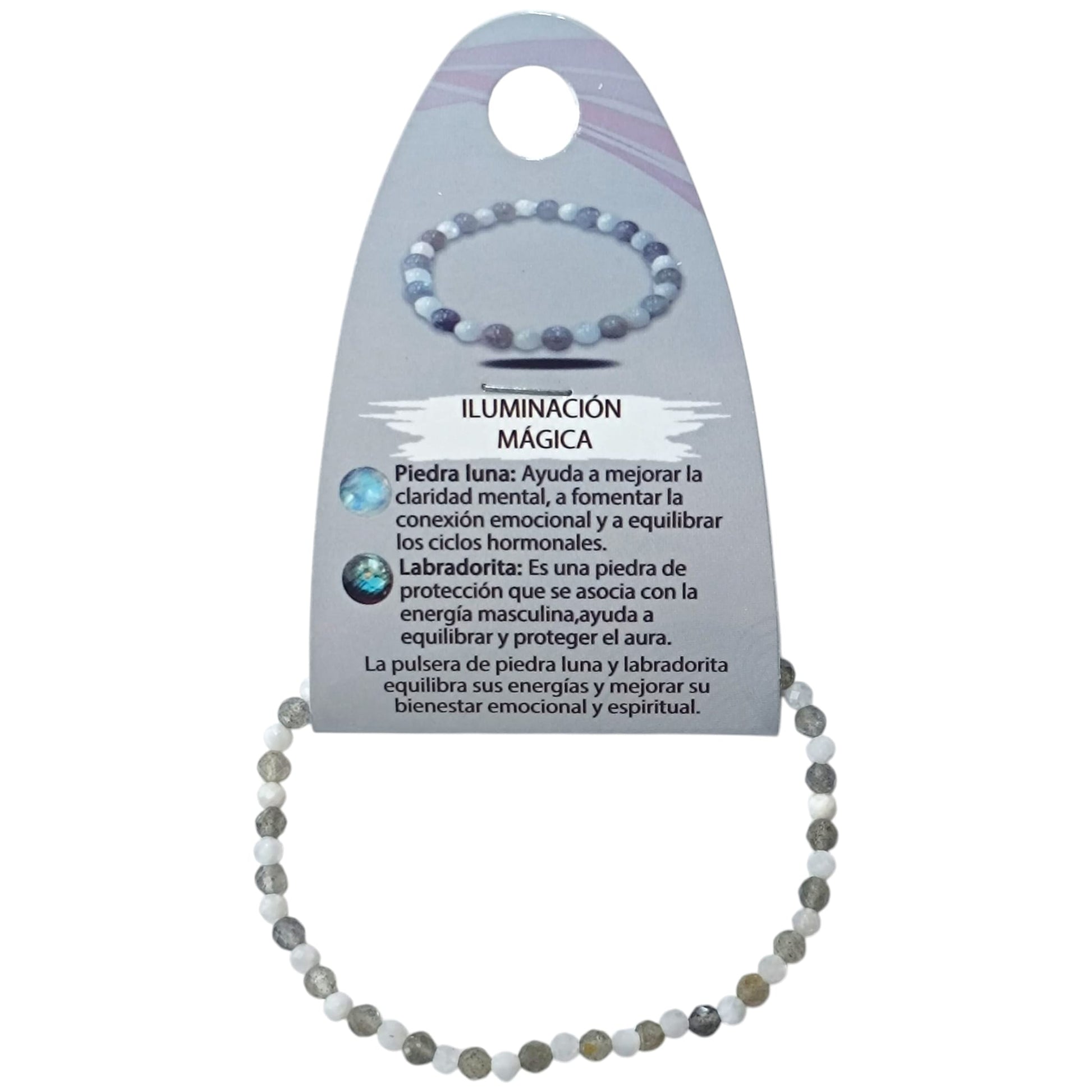 Pulsera Combinada Pulsera Iluminacion Magica Piedra Luna Labradorita 3 mm Facetada REF: 70204