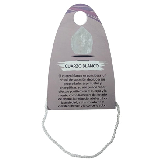 Pulsera Facetada Piedra Natural Cuarzo Blanco 2 mm