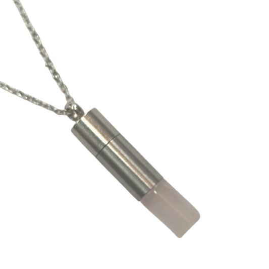 Collar Acero 45 Cms Cofre Deseo Con Piedra Natural Cuarzo Rosa 600103553-02