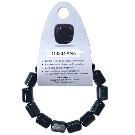 Pulsera Piedra Natural Obsidiana 10 x 13 mm
