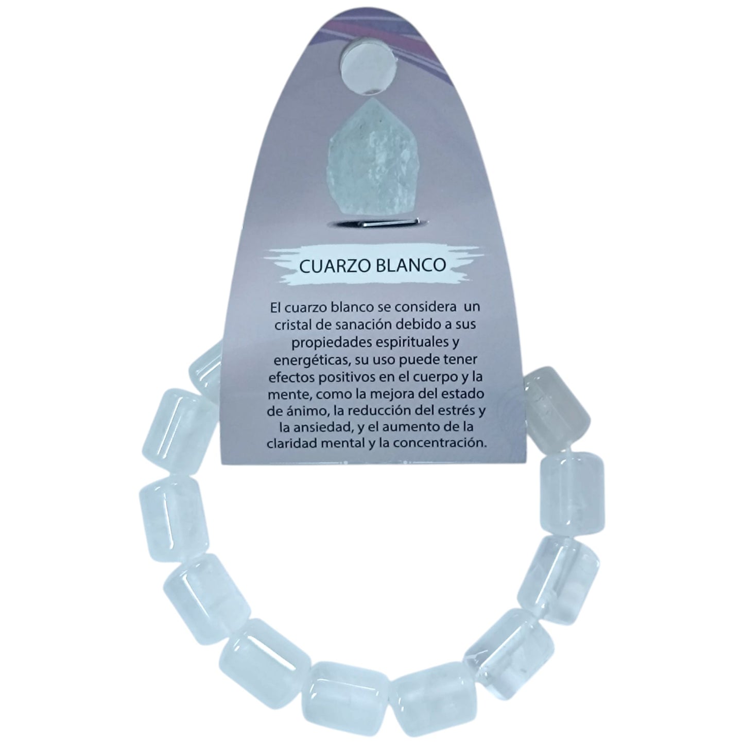 Pulsera Piedra Natural Cuarzo Blanco 10 x 13 mm