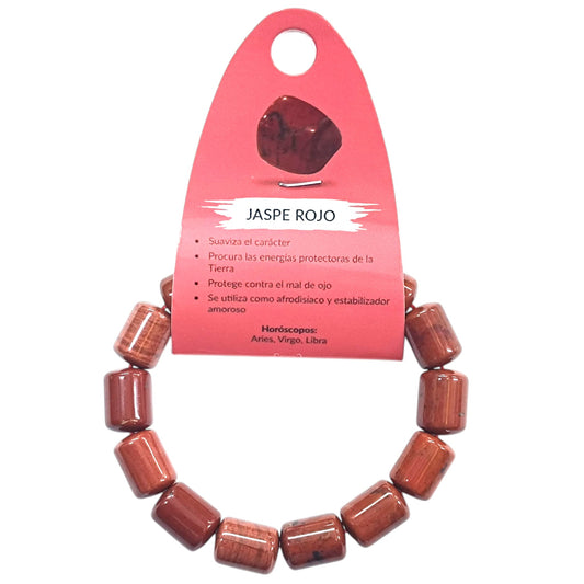 Pulsera Piedra Natural Jaspe Rojo 10 x 13 mm