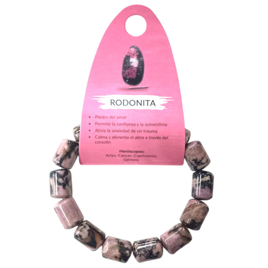 Pulsera Piedra Natural  Rodonita 10 x 13 mm