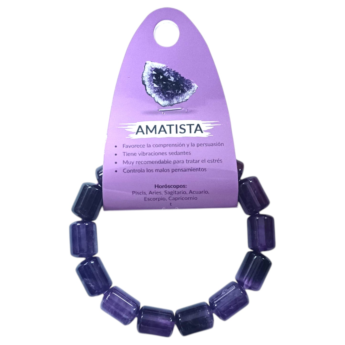 Pulsera Piedra Natural Amatista 10 x 13 mm