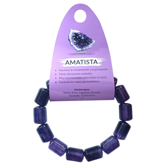 Pulsera Piedra Natural Amatista 10 x 13 mm