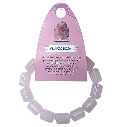Pulsera Piedra Natural Cuarzo Rosa 10 x 13 mm
