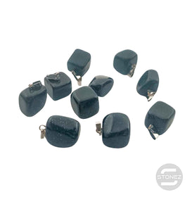 1111 Paquete 10 Uds Colgantes Rodados Piedra Aventurina Azul 2 Cms Aprox Con Metal