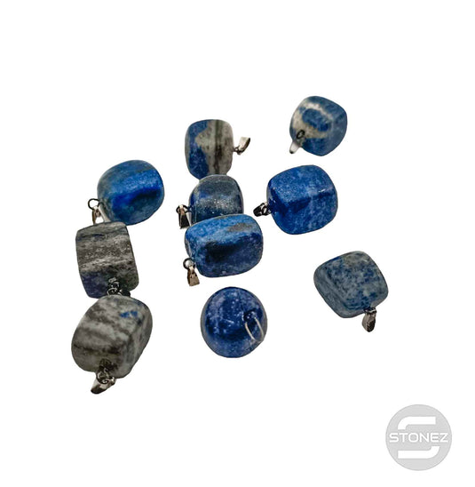 1111 Paquete 10 Uds Colgantes Rodados Piedra Lapis Lázuli 2 Cms Aprox Con Metal