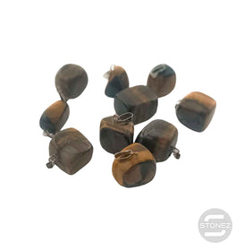 1111 Paquete 10 Uds Colgantes Rodados Piedra Ojo De Tigre 2 Cms Aprox Con Metal