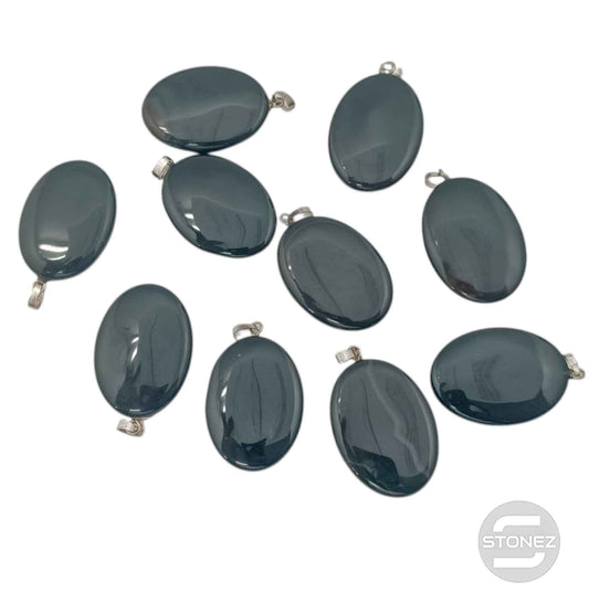 1111 Paquete 10 Uds Colgantes Piedra Carneola Agata Negra 3 Cms Aprox Con Metal