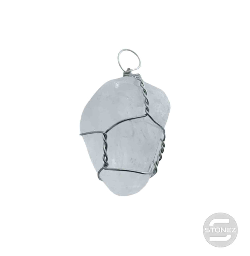 Cargue la imagen en el visor de la galería, 1111 Colgante Canto Rodado Mineral Cuarzo Blanco Engarzado En Alambre 3 a 4 Cms Aprox (Cada Pieza Puede Ser Ligeramente Diferente)
