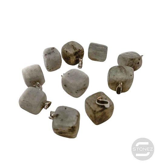 1111 Paquete 10 Uds Colgantes Rodados Piedra Labradorita 2 Cms Aprox Con Metal