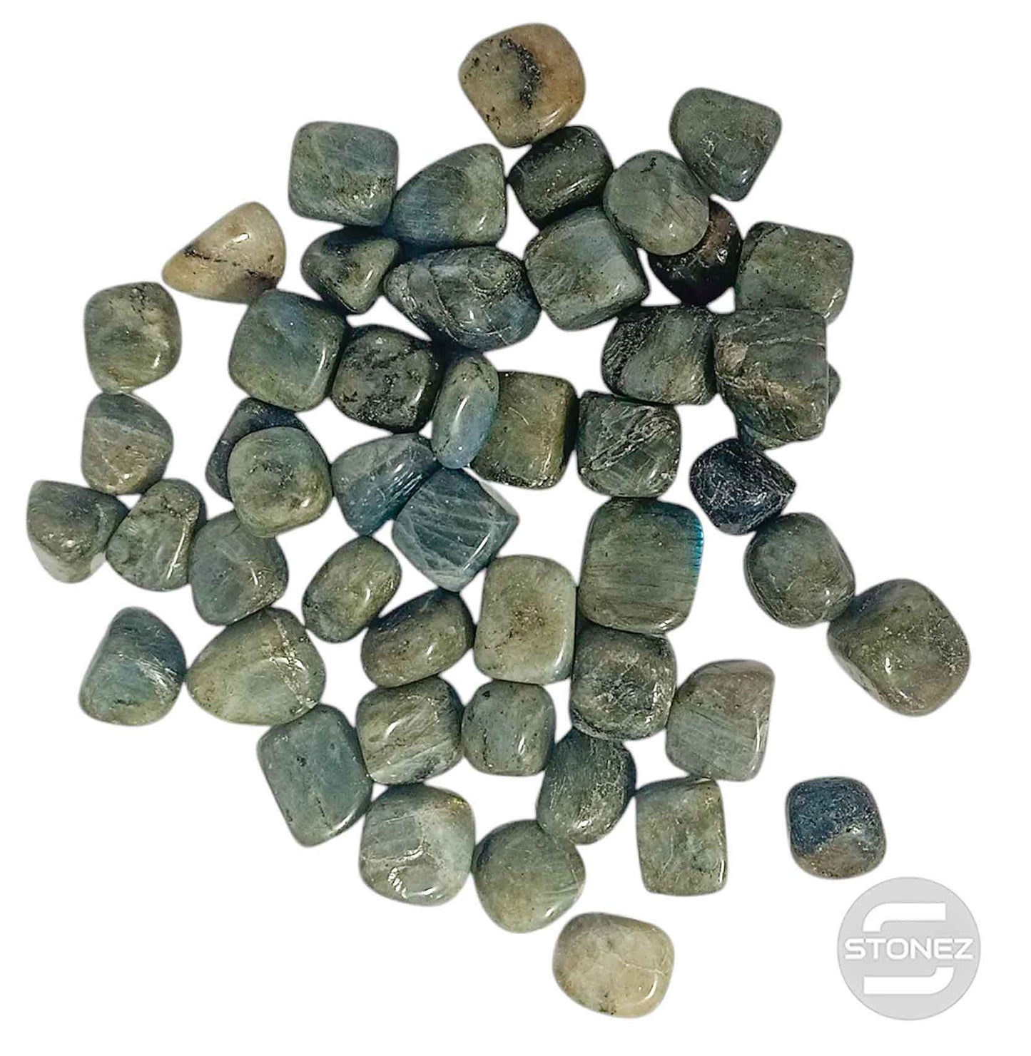 1114002 Paquete 500 Gramos En Canto Rodado Labradorita Tamaños Variados 2 a 3 Cms Aprox