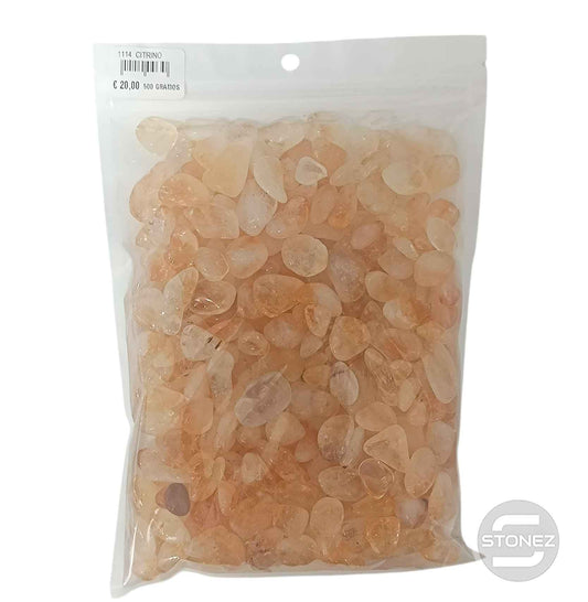 1114003 Paquete 500 Gramos En Canto Rodado Citrino Tamaños Variados 2 a 3 Cms Aprox