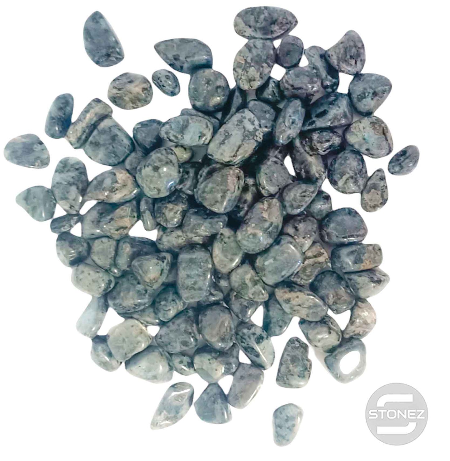 1114002 Paquete 500 Gramos En Canto Rodado Larvikita Tamaños Variados 2 a 3 Cms Aprox