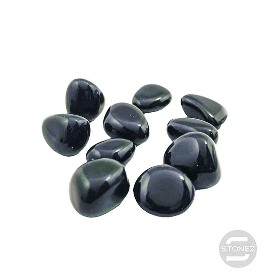 1114 Paquete 10 Unidades En Canto Rodado Obsidiana Tamaños Variados 2 a 3 Cms Aprox