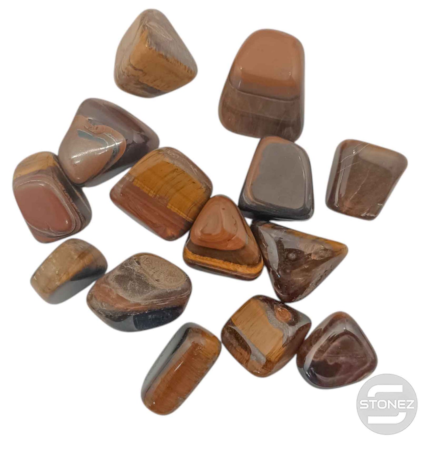 1114 Paquete 500 Gramos Rodados Ojo De Tigre Tamaños Grandes 4 a 5 Cms Aprox