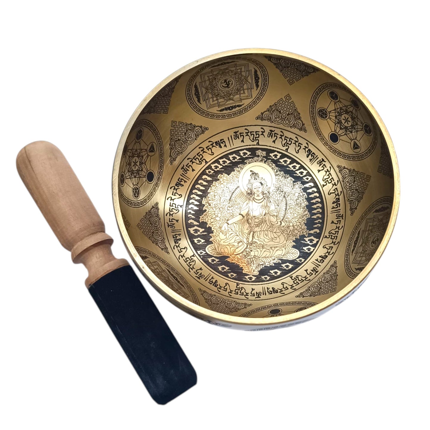 Cuenco Tibetano 5 Metales 15 Cms Aprox Color Dorado Grabado Tara Verde REF: 600304350