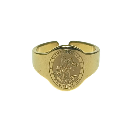Anillo Acero Dorado Adaptable Medalla San Miguel REF: 600104499