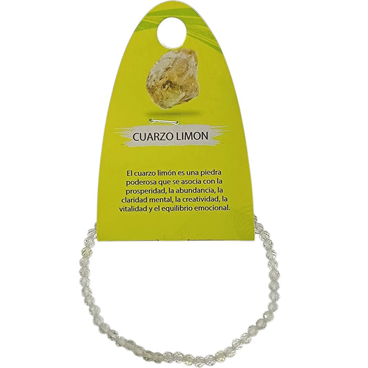 Pulsera Facetada Cuarzo Limon 3 mm