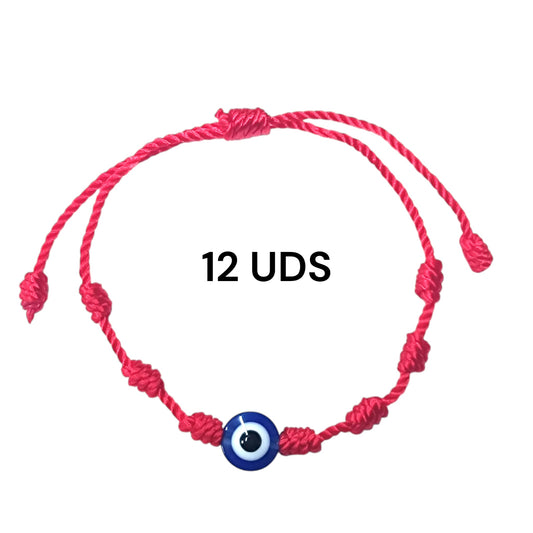 600104117 Paquete 12 Pulseras 7 Nudos Con Entrepieza Ojo Turco Cristal