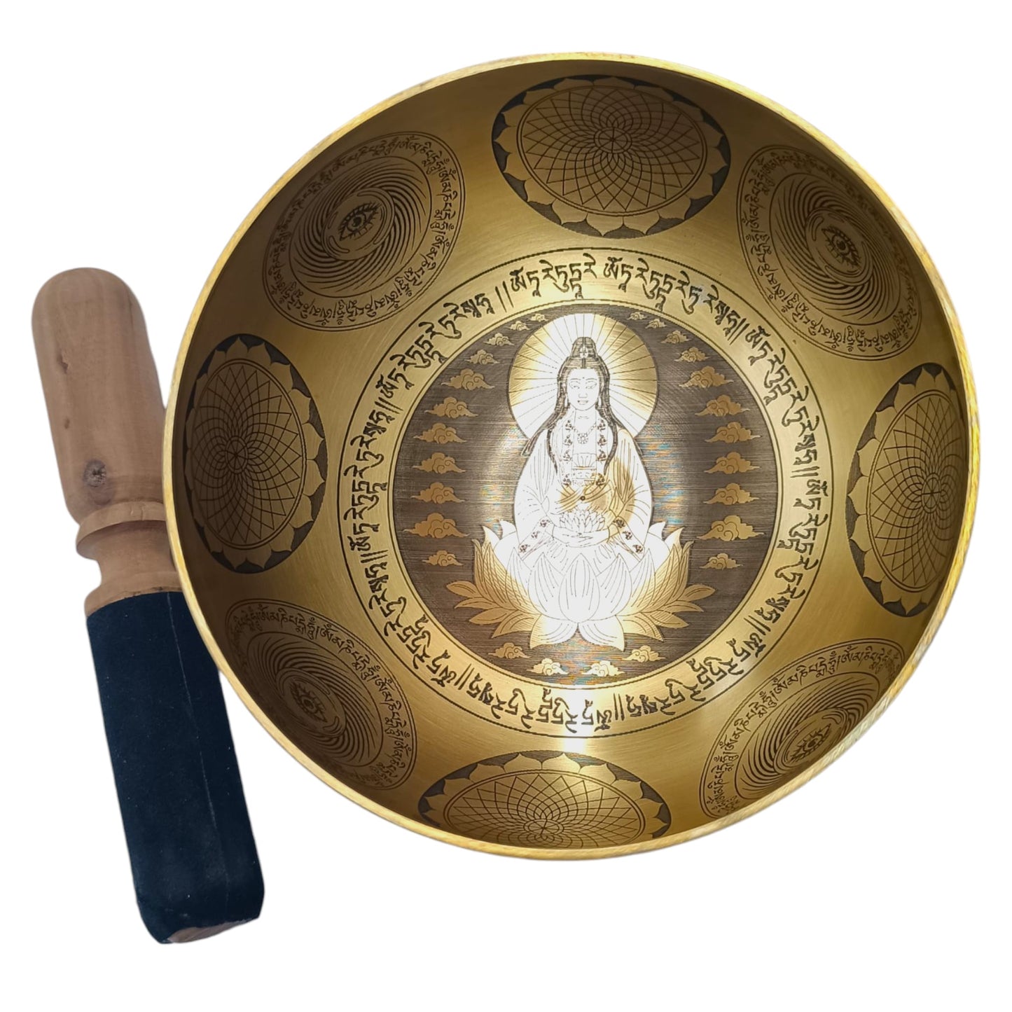 Cuenco Tibetano 5 Metales 17 Cms Aprox Color Dorado Grabado Quan Yin REF: 600304351