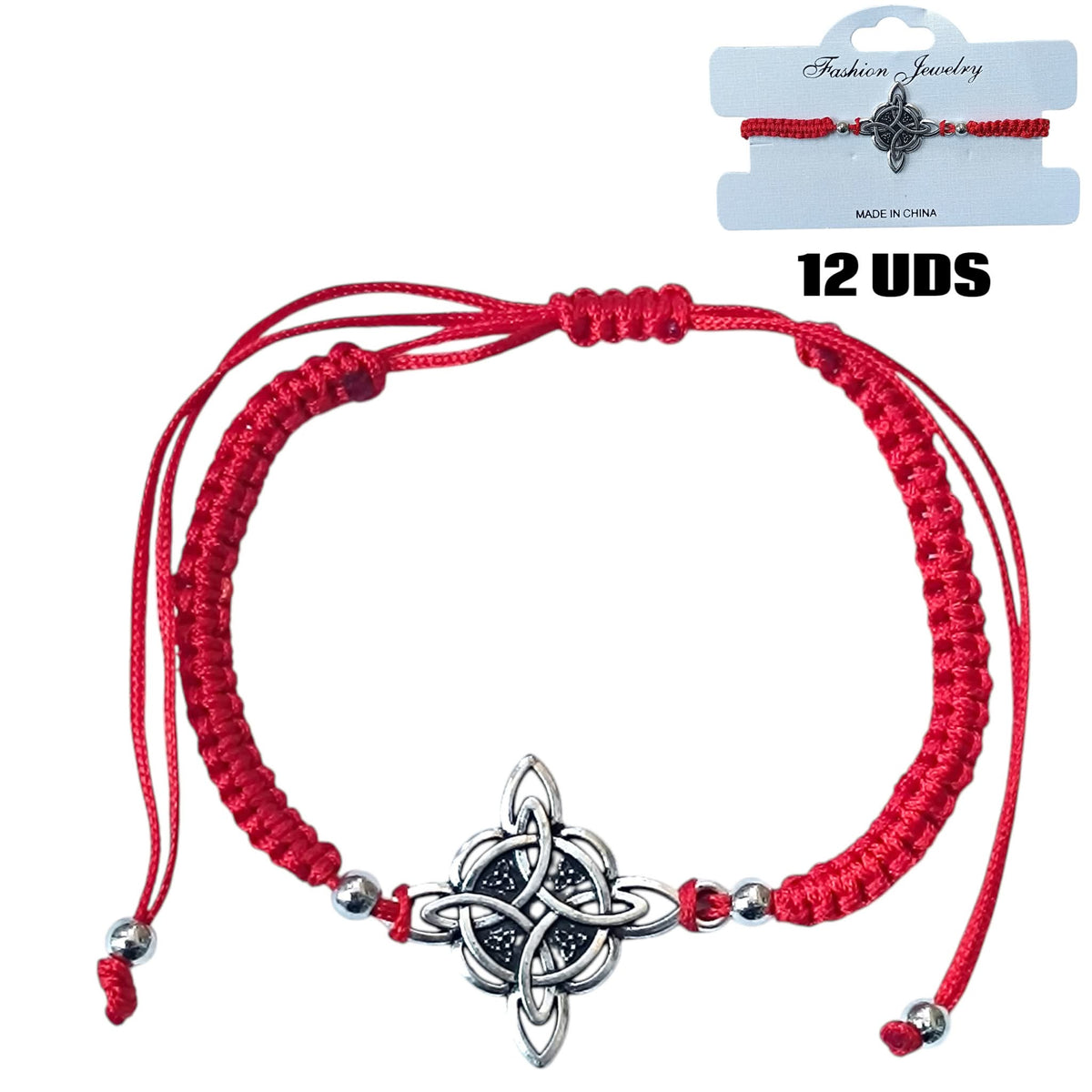 Paquete 12 Pulseras Macrame Y Entrepieza Nudo De Bruja Metal 600104468