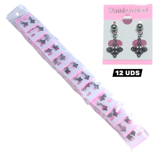 600104134-05 Paquete 12 Pares Pendientes De Acero Nudo De Brujas