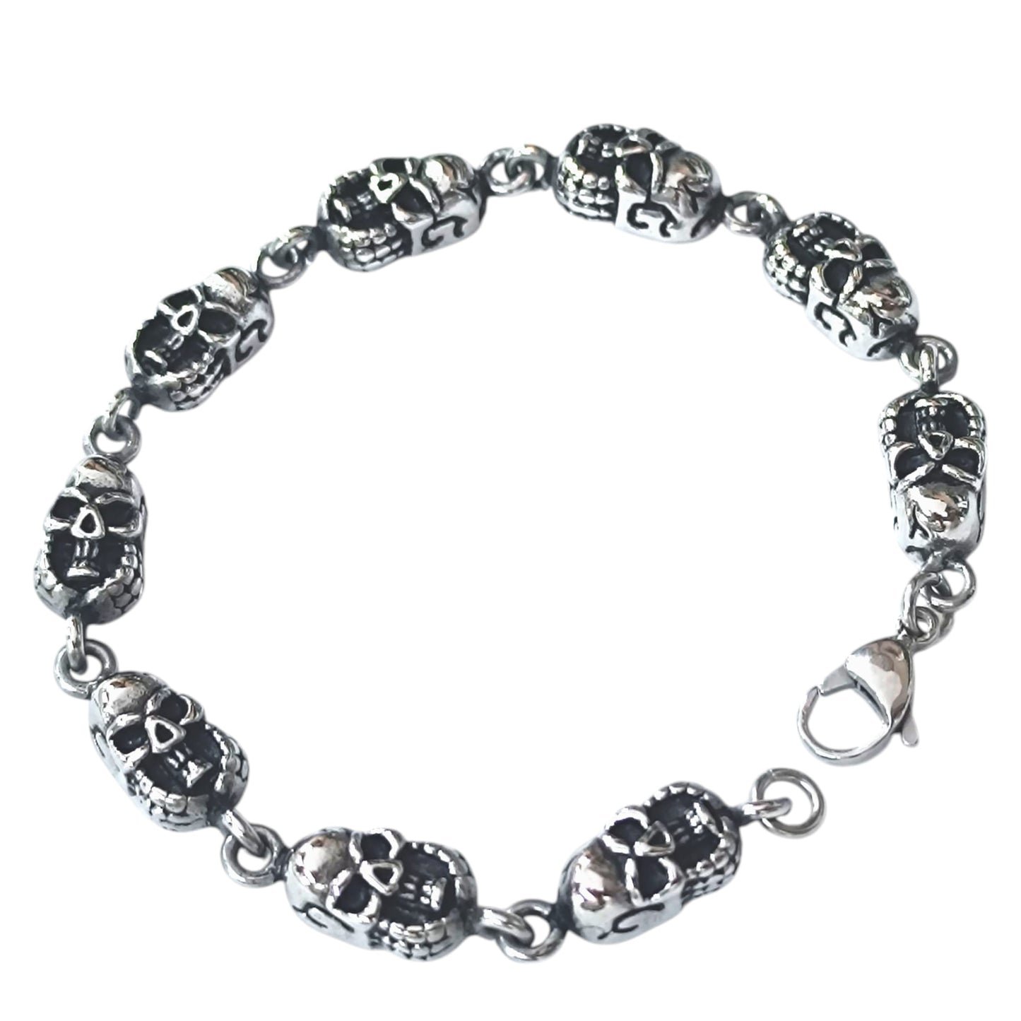 Pulsera Acero Calaveras 22 Cms Cierre Mosqueton 400104241-06