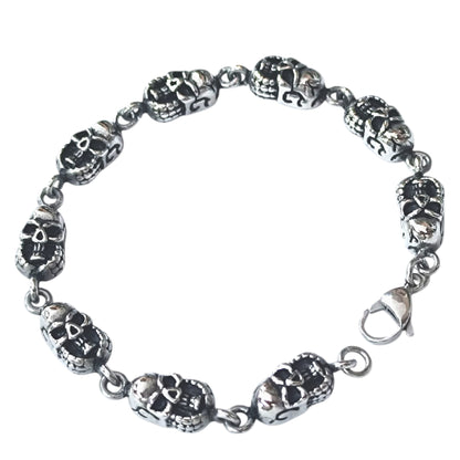 Pulsera Acero Calaveras 22 Cms Cierre Mosqueton 400104241-06