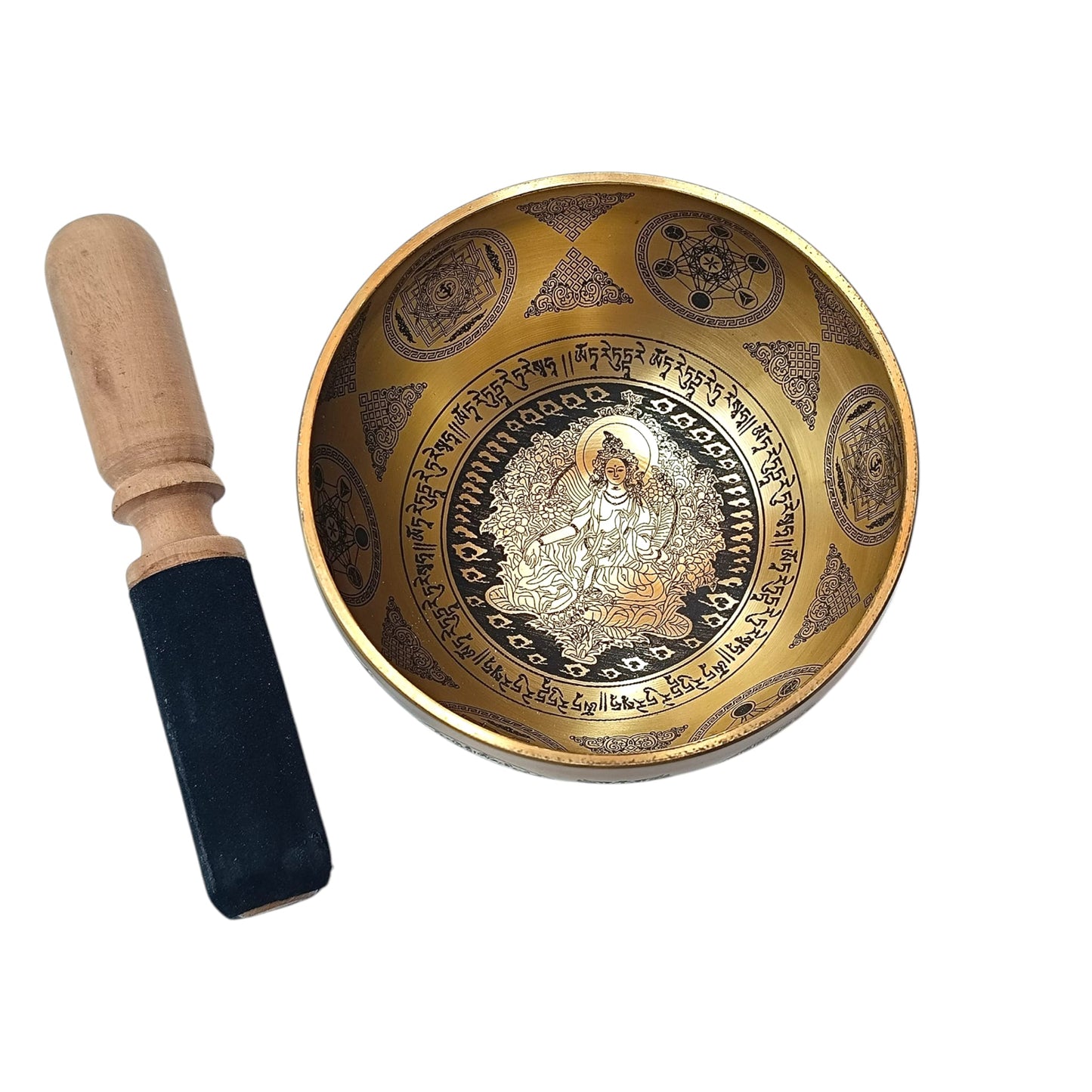 Cuenco Tibetano 5 Metales 13 Cms Aprox Color Dorado Grabado Tara Verde REF: 600304349