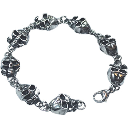 Pulsera Acero Calaveras 22 Cms Cierre Mosqueton 400104241-01