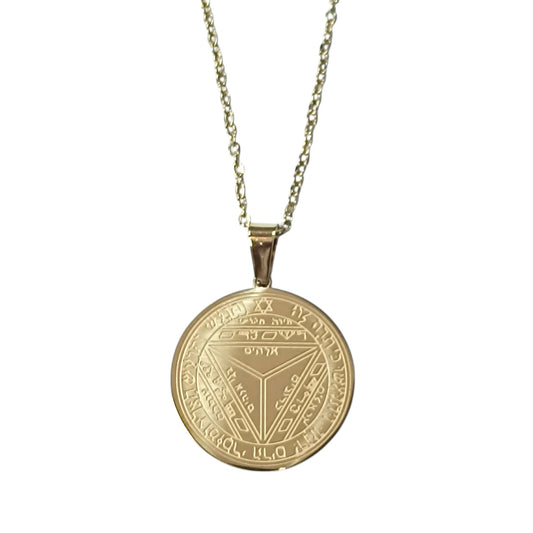 Collar Acero Dorado Sello Salomon / PODER 25 mm Cadena 42+5 Cms REF: 600104437