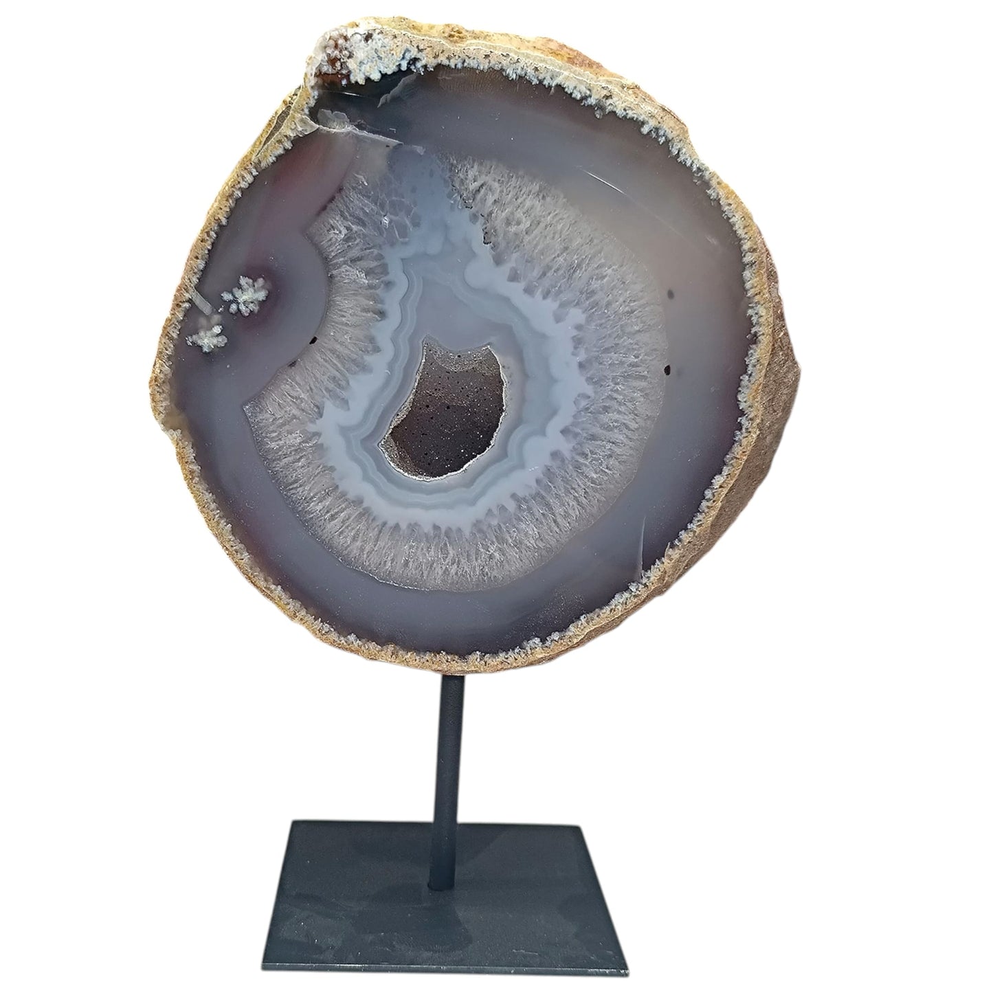 1114 Piedra Natural Agata Con Base De Metal Peso 1675 Gr Altura 20 Cms Aprox (PIEZA UNICA) PIEZA NA4