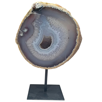 1114 Piedra Natural Agata Con Base De Metal Peso 1675 Gr Altura 20 Cms Aprox (PIEZA UNICA) PIEZA NA4