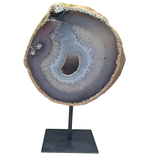 1114 Piedra Natural Agata Con Base De Metal Peso 1675 Gr Altura 20 Cms Aprox (PIEZA UNICA) PIEZA NA4 - stonez