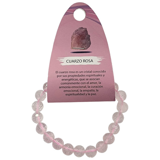 Pulsera Facetada Cuarzo Rosa 8 mm 600602626