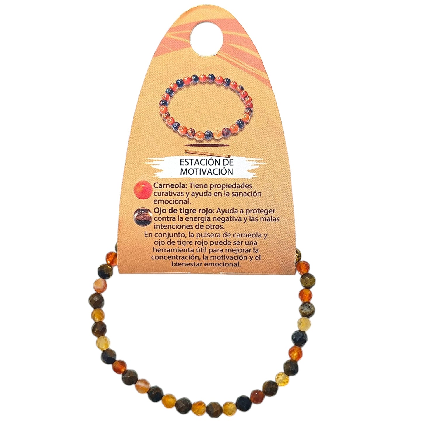 Pulsera Combinada Estacion De Motivacion Piedra Natural Facetada Carneola Ojo De Tigre 4 mm Ref: 70251