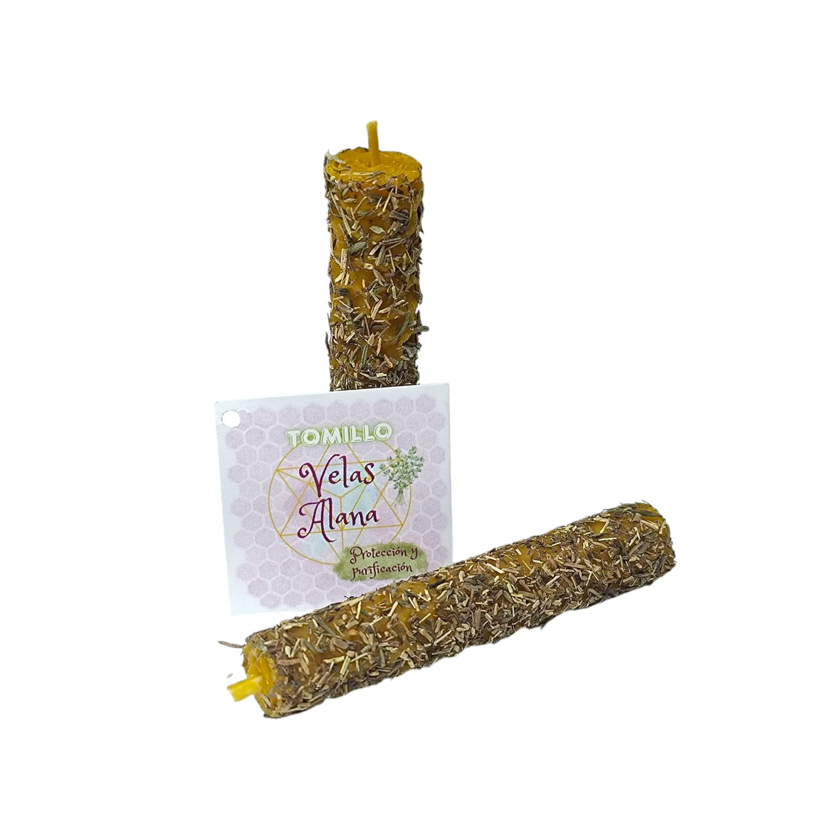 Vela Miel Ritualizada de Tomillo – Protección y Purificación 8 x 1.5 Cms (2 Uds) 61764