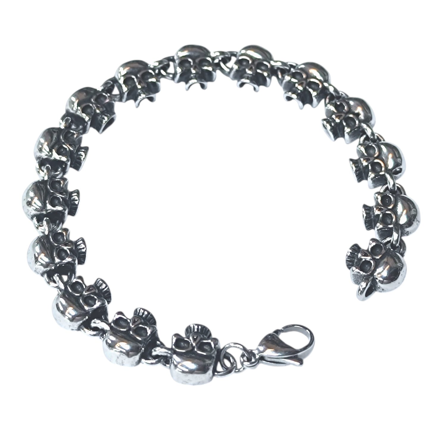 Pulsera Acero Calaveras 22 Cms Cierre Mosqueton 400104241-02