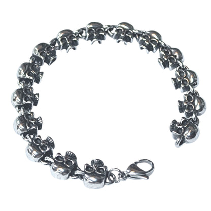 Pulsera Acero Calaveras 22 Cms Cierre Mosqueton 400104241-02