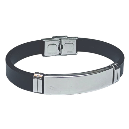 Pulsera Caucho Con Entrepieza Acero Para Grabar 36133-33