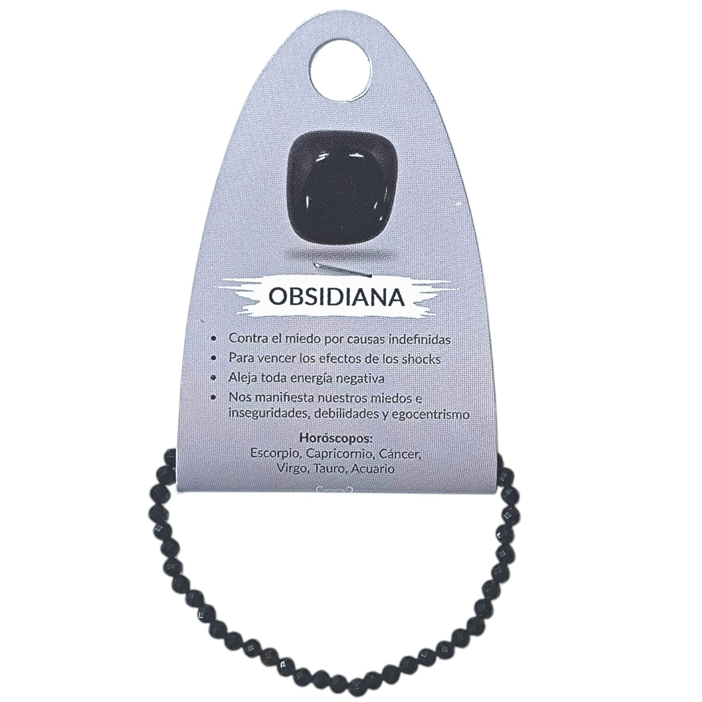 Pulsera Facetada Infantil Piedra Obsidiana 3 mm 15,5 Cms Aprox 600604289