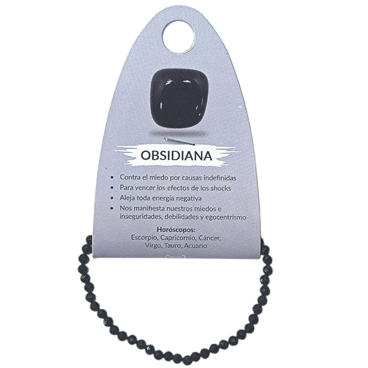 Pulsera Facetada Infantil Piedra Obsidiana 3 mm 15,5 Cms Aprox 600604289