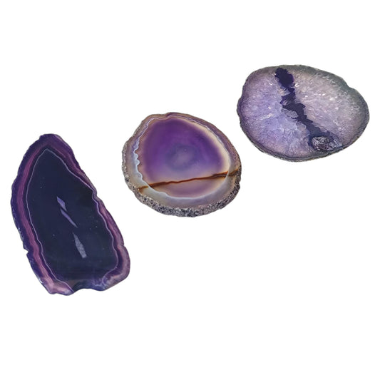 Piedra Natural 3 Lascas Agata Teñida Morada (La Pieza Puede Ser Diferente A La Foto En Tamaño Y Color) 4 a 6 Cms Aprox Ref: 1114