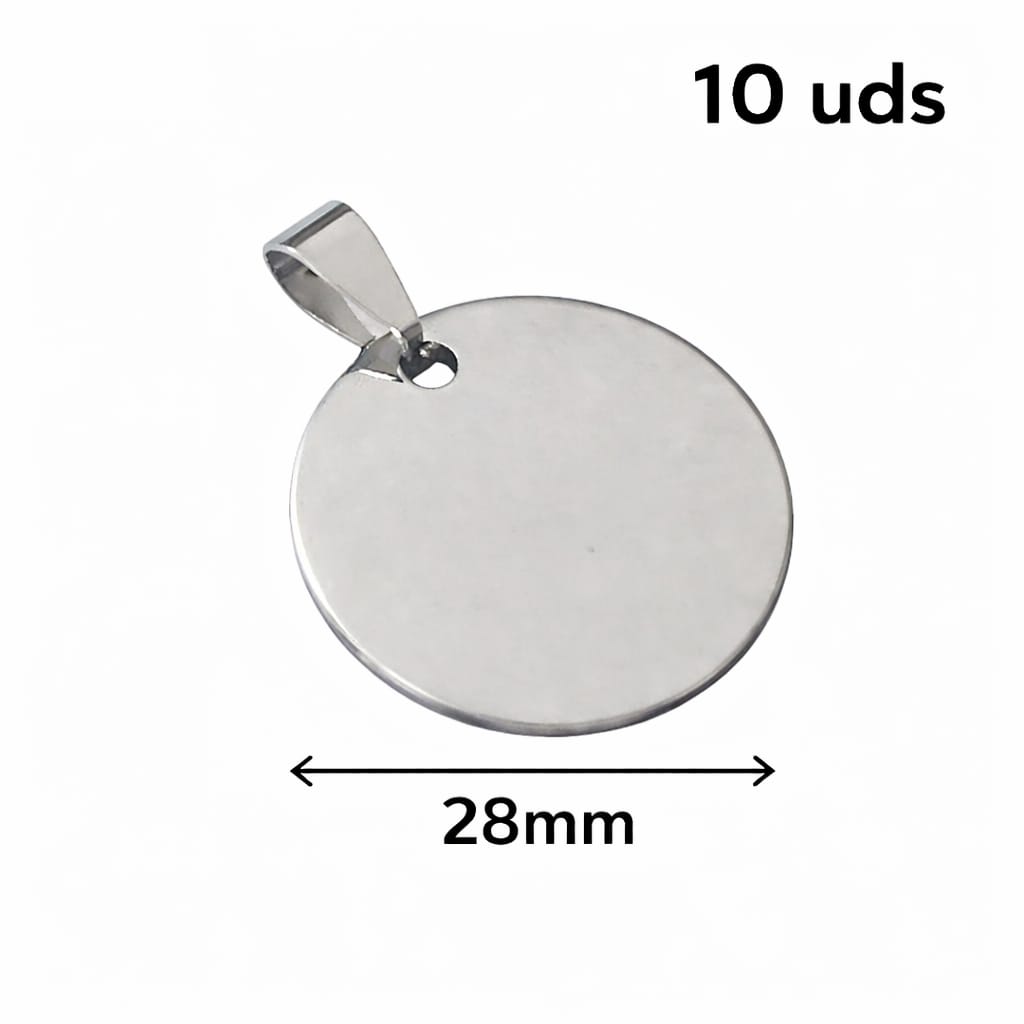 Paquete 10 Pcs Colgante Acero Para Grabar 28 mm  Ref 60942-07